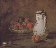 Jean Baptiste Simeon Chardin Loaded peaches and plums in a bowl of water France oil painting artist